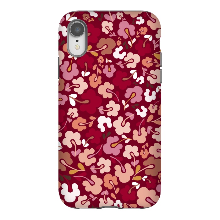 iPhone Xr StrongFit Ditsy Flowers in Pink and Orange by Paula Ohreen
