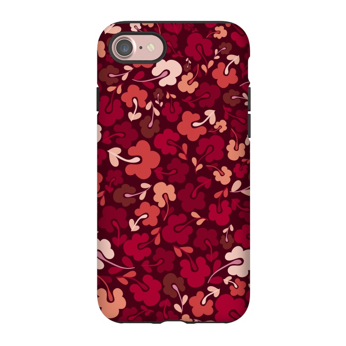 iPhone 7 StrongFit Ditsy Flowers in Pink and Red by Paula Ohreen