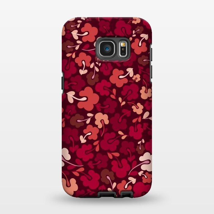 Galaxy S7 EDGE StrongFit Ditsy Flowers in Pink and Red by Paula Ohreen