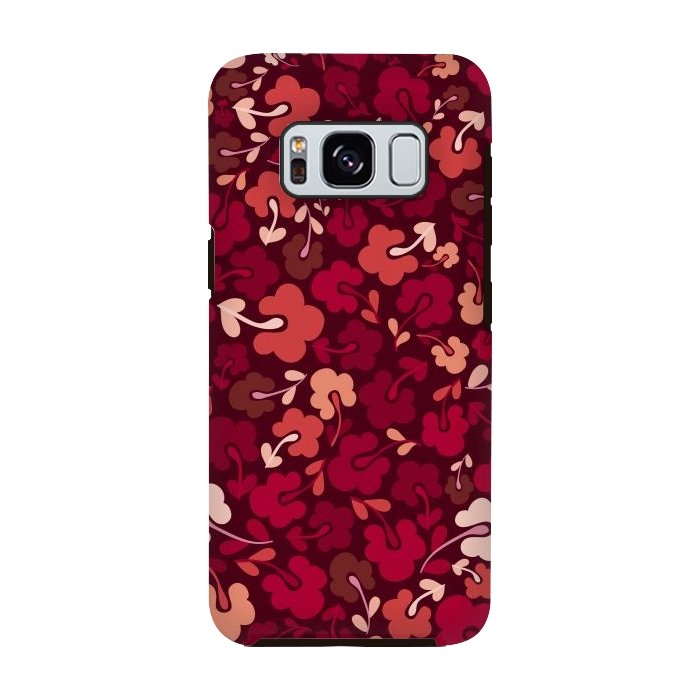 Galaxy S8 StrongFit Ditsy Flowers in Pink and Red by Paula Ohreen
