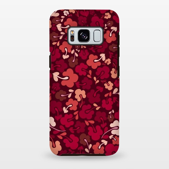 Galaxy S8 plus StrongFit Ditsy Flowers in Pink and Red by Paula Ohreen
