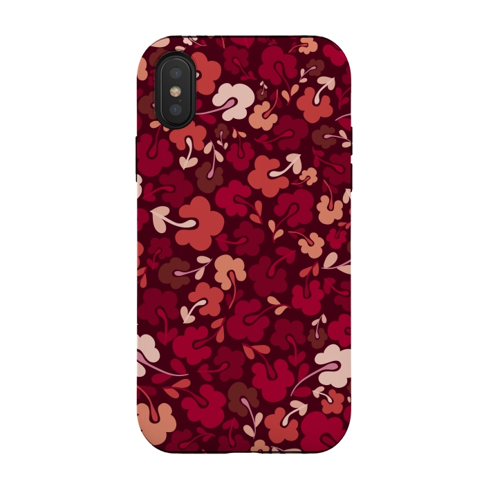 iPhone Xs / X StrongFit Ditsy Flowers in Pink and Red by Paula Ohreen