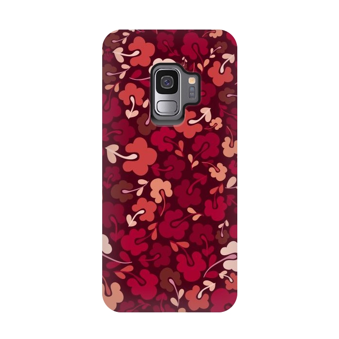 Galaxy S9 StrongFit Ditsy Flowers in Pink and Red by Paula Ohreen