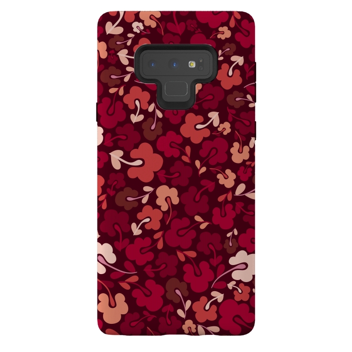 Galaxy Note 9 StrongFit Ditsy Flowers in Pink and Red by Paula Ohreen