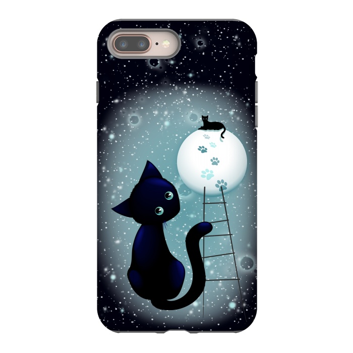 iPhone 7 plus StrongFit Blue Kitty Dream on the Moon by BluedarkArt