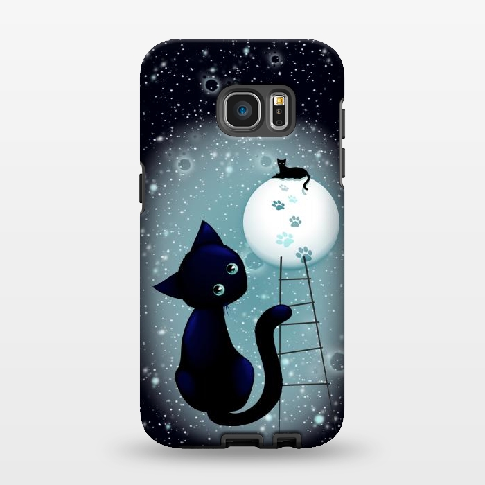 Galaxy S7 EDGE StrongFit Blue Kitty Dream on the Moon by BluedarkArt