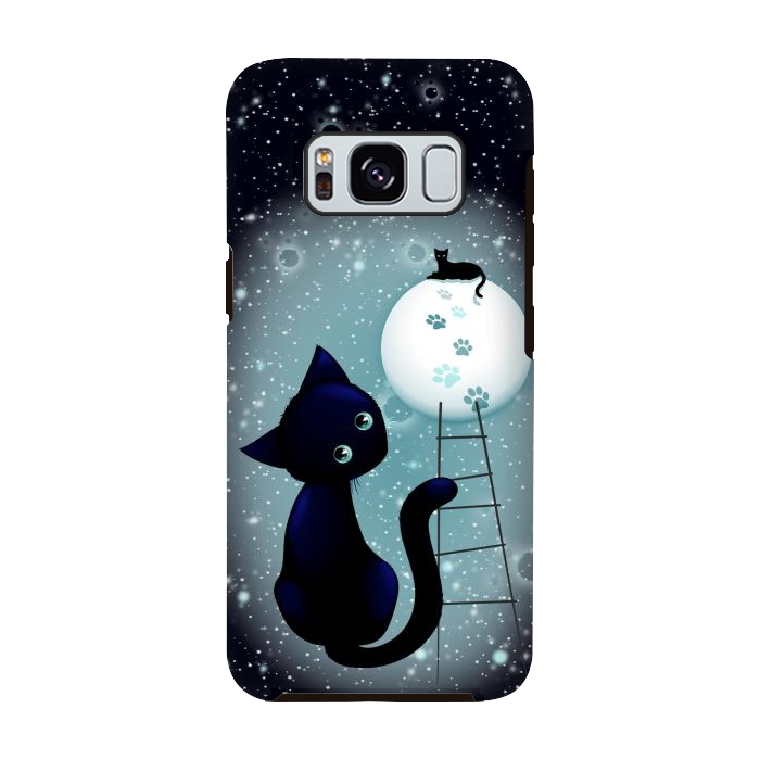 Galaxy S8 StrongFit Blue Kitty Dream on the Moon by BluedarkArt