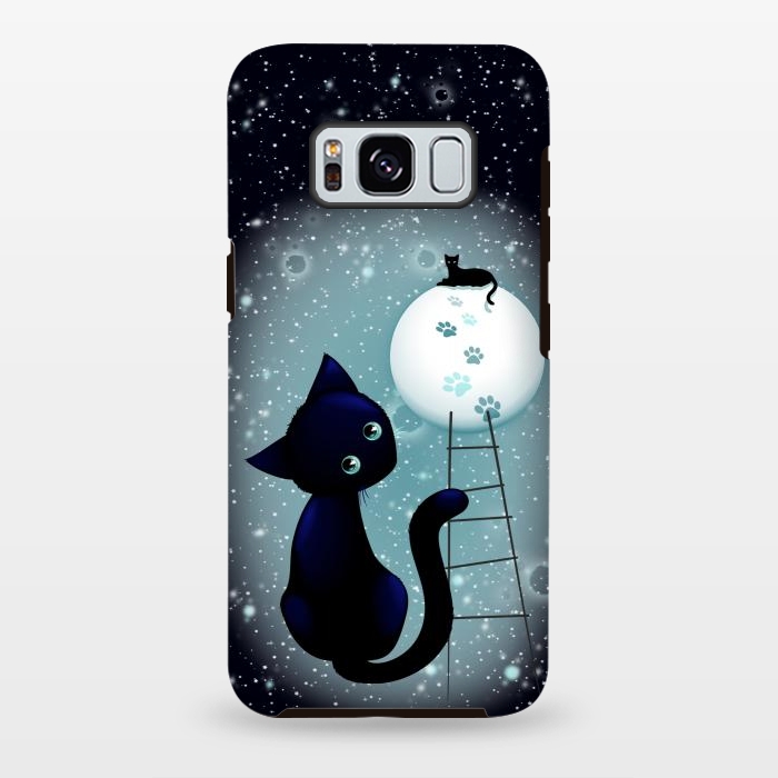 Galaxy S8 plus StrongFit Blue Kitty Dream on the Moon by BluedarkArt
