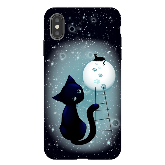 iPhone Xs Max StrongFit Blue Kitty Dream on the Moon by BluedarkArt