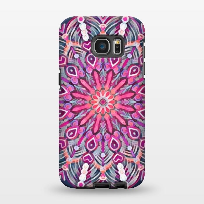 Galaxy S7 EDGE StrongFit Magenta Party Boho Mandala  by Micklyn Le Feuvre