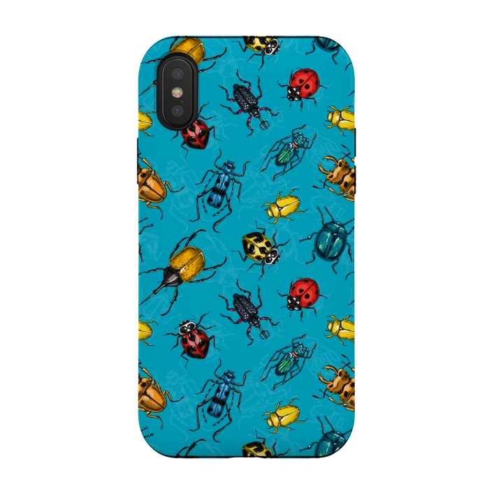 iPhone Xs / X StrongFit Beetles, hand drawn pattern by Katerina Kirilova