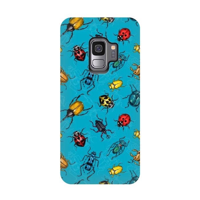 Galaxy S9 StrongFit Beetles, hand drawn pattern by Katerina Kirilova