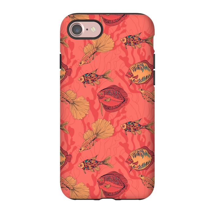 iPhone 7 StrongFit Fishes on living coral background by Katerina Kirilova