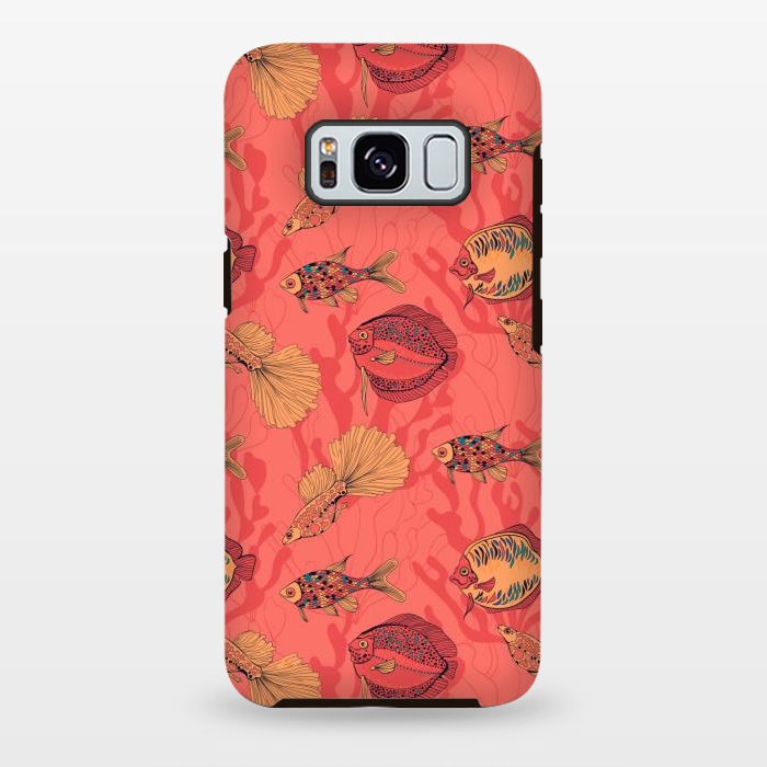 Galaxy S8 plus StrongFit Fishes on living coral background by Katerina Kirilova