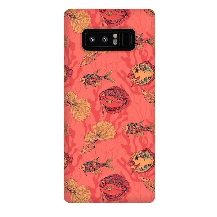 Galaxy Note 8 StrongFit Fishes on living coral background by Katerina Kirilova