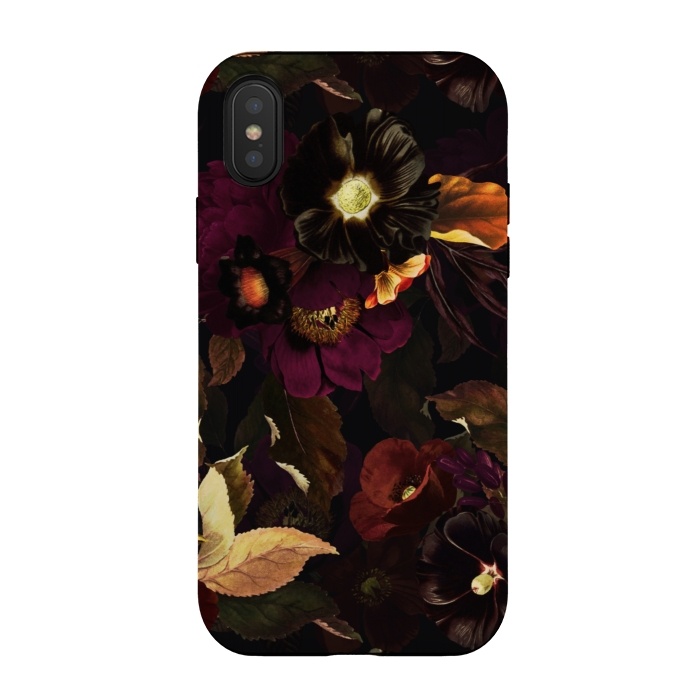 iPhone Xs / X StrongFit Dark floral night by  Utart