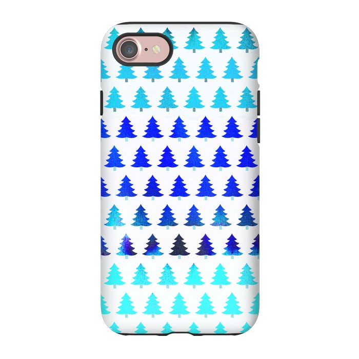 iPhone 7 StrongFit Blue pine trees pattern - Christmas sweater by Oana 