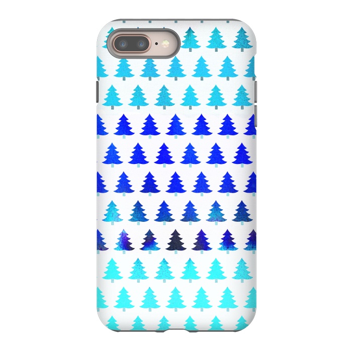 iPhone 7 plus StrongFit Blue pine trees pattern - Christmas sweater by Oana 