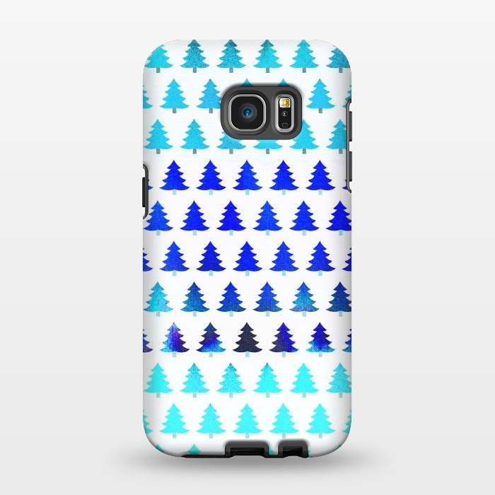 Galaxy S7 EDGE StrongFit Blue pine trees pattern - Christmas sweater by Oana 