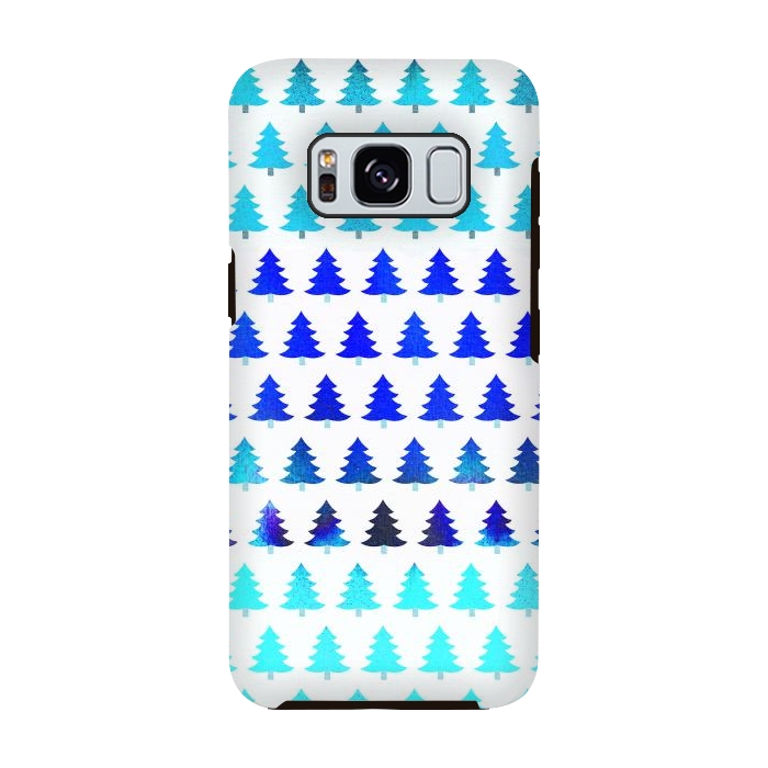 Galaxy S8 StrongFit Blue pine trees pattern - Christmas sweater by Oana 