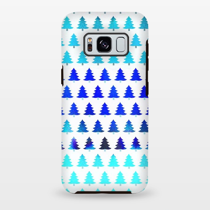 Galaxy S8 plus StrongFit Blue pine trees pattern - Christmas sweater by Oana 