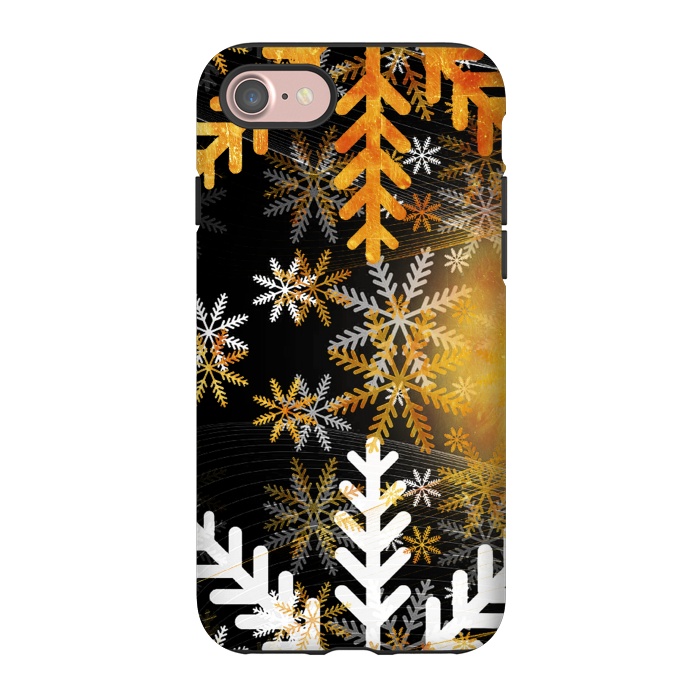 iPhone 7 StrongFit Golden white snowflakes - Christmas by Oana 
