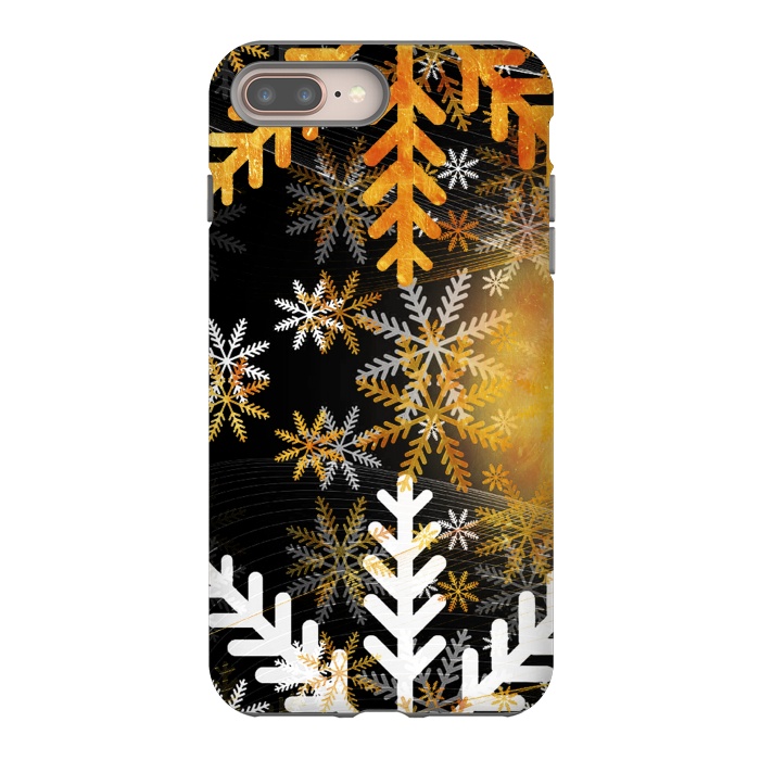 iPhone 7 plus StrongFit Golden white snowflakes - Christmas by Oana 