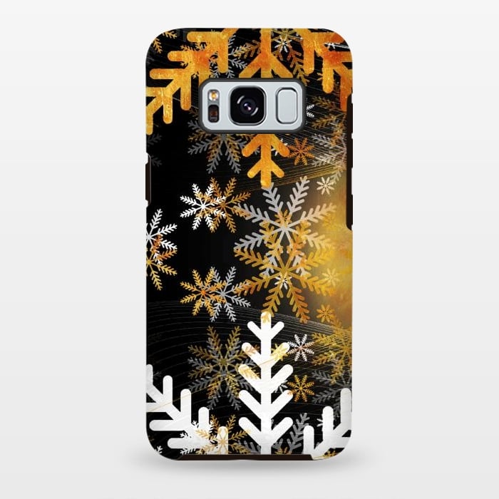 Galaxy S8 plus StrongFit Golden white snowflakes - Christmas by Oana 