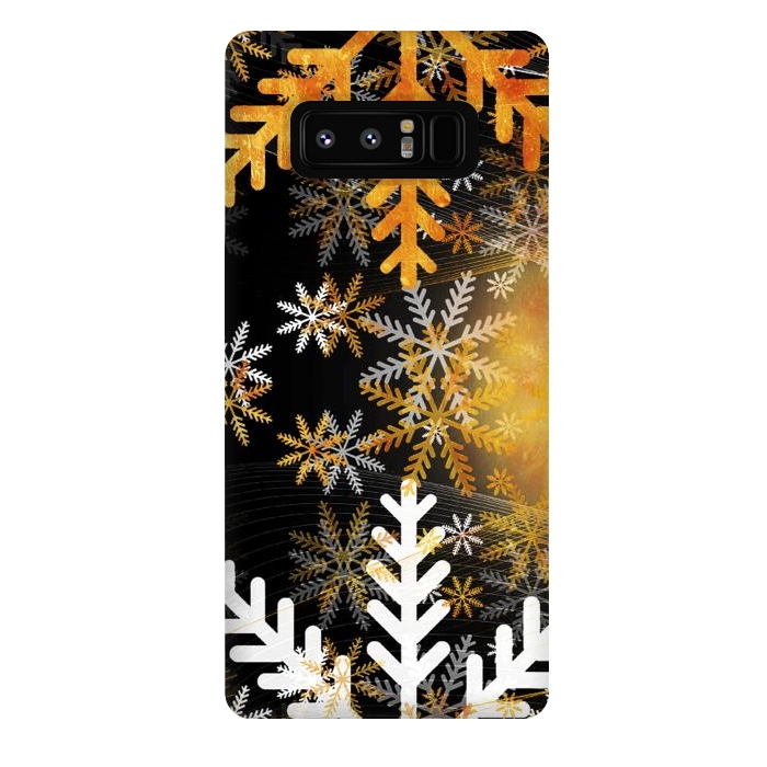 Galaxy Note 8 StrongFit Golden white snowflakes - Christmas by Oana 