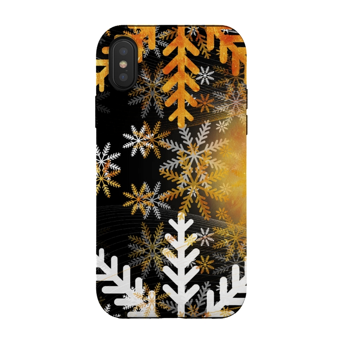 iPhone Xs / X StrongFit Golden white snowflakes - Christmas by Oana 