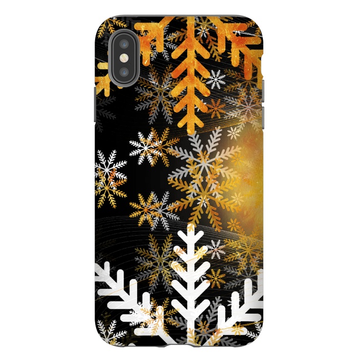 iPhone Xs Max StrongFit Golden white snowflakes - Christmas by Oana 