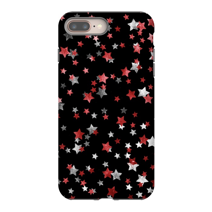iPhone 7 plus StrongFit Metallic silver copper party stars on black by Oana 