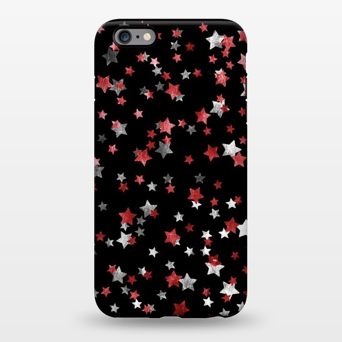 iPhone 6/6s plus StrongFit Metallic silver copper party stars on black by Oana 