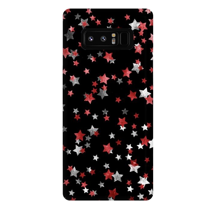 Galaxy Note 8 StrongFit Metallic silver copper party stars on black by Oana 