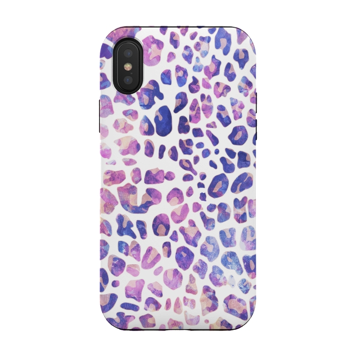 iPhone Xs / X StrongFit Purple pink painted leopard print by Oana 