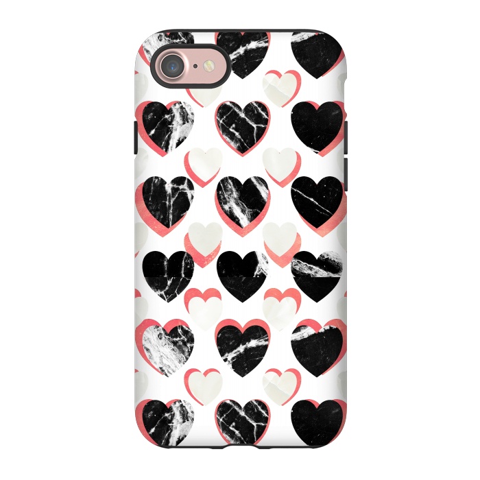 iPhone 7 StrongFit Marble hearts - 3d pattern by Oana 