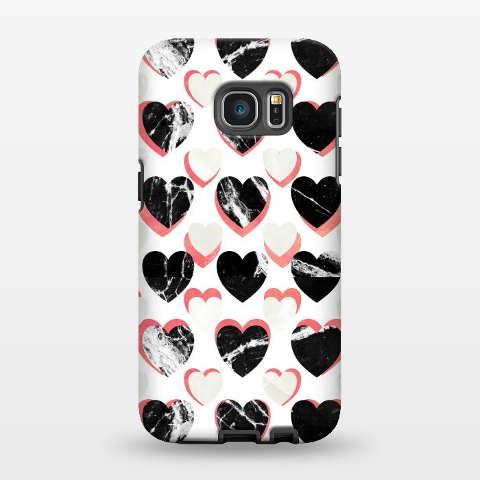 Galaxy S7 EDGE StrongFit Marble hearts - 3d pattern by Oana 