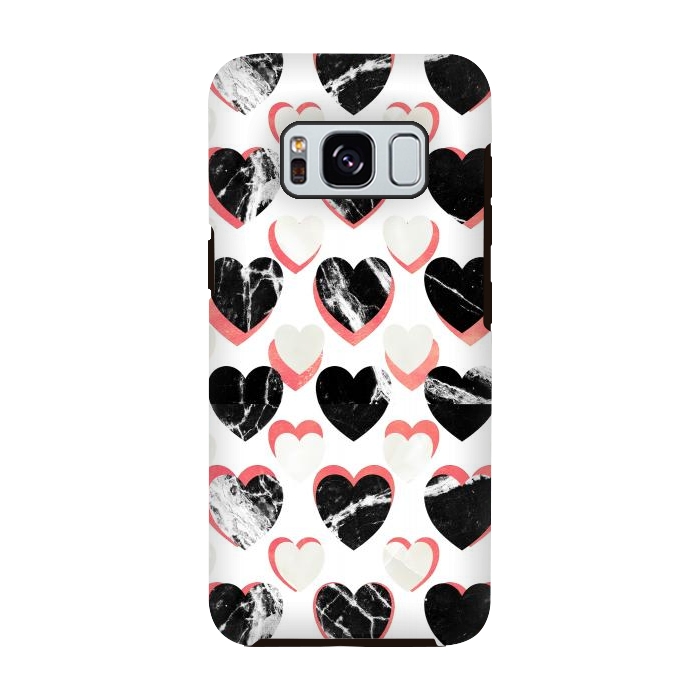 Galaxy S8 StrongFit Marble hearts - 3d pattern by Oana 