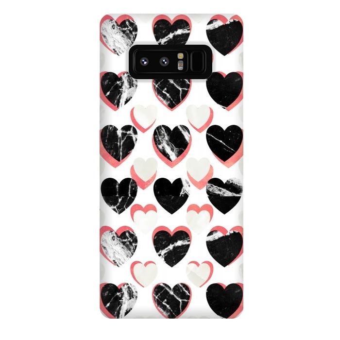 Galaxy Note 8 StrongFit Marble hearts - 3d pattern by Oana 