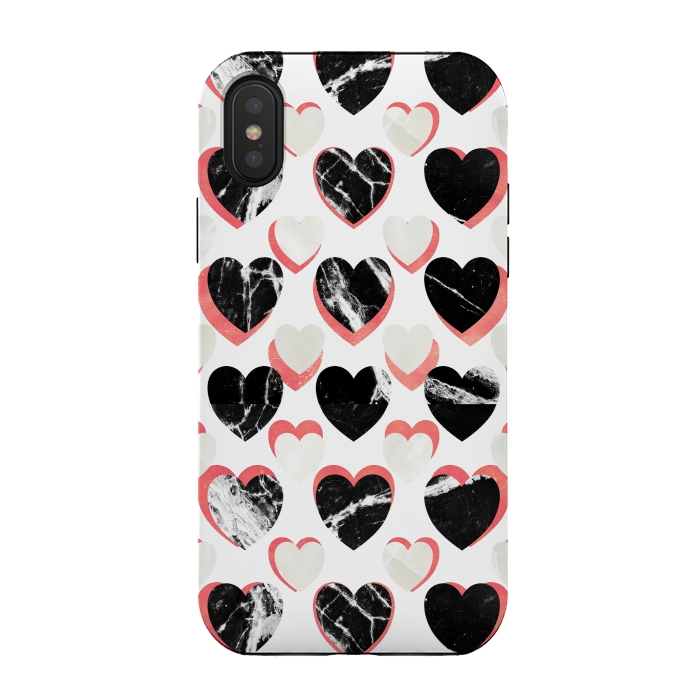 iPhone Xs / X StrongFit Marble hearts - 3d pattern by Oana 