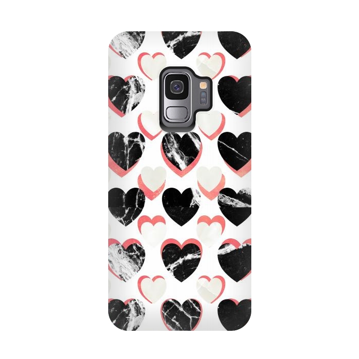 Galaxy S9 StrongFit Marble hearts - 3d pattern by Oana 