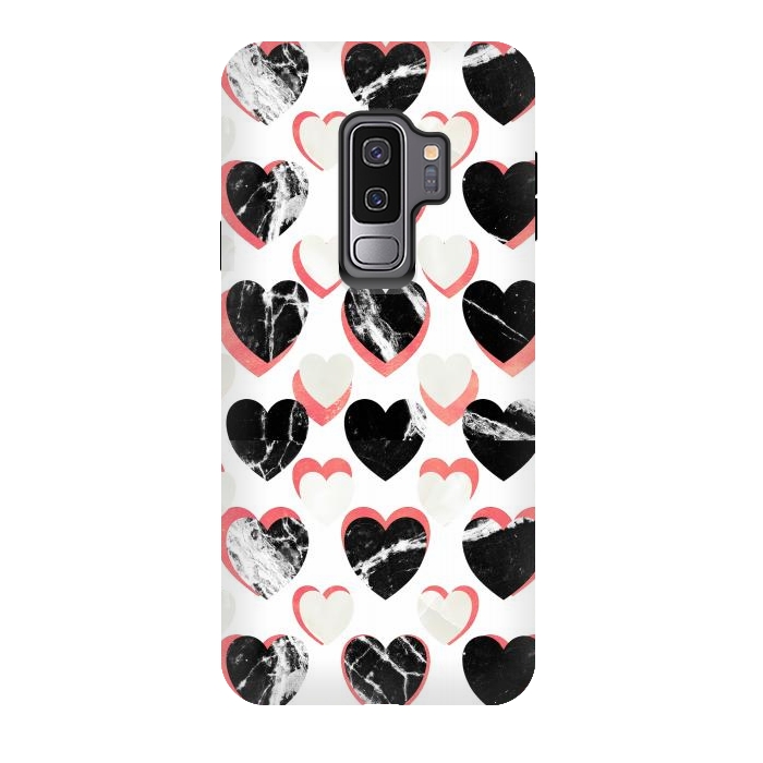 Galaxy S9 plus StrongFit Marble hearts - 3d pattern by Oana 