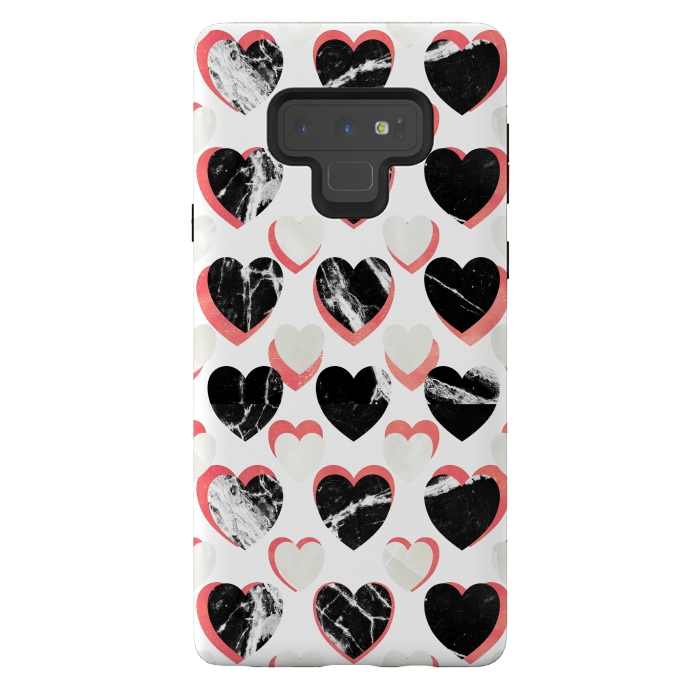 Galaxy Note 9 StrongFit Marble hearts - 3d pattern by Oana 