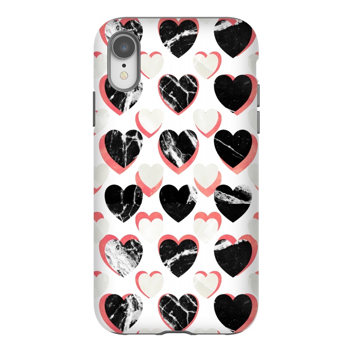 iPhone Xr StrongFit Marble hearts - 3d pattern by Oana 