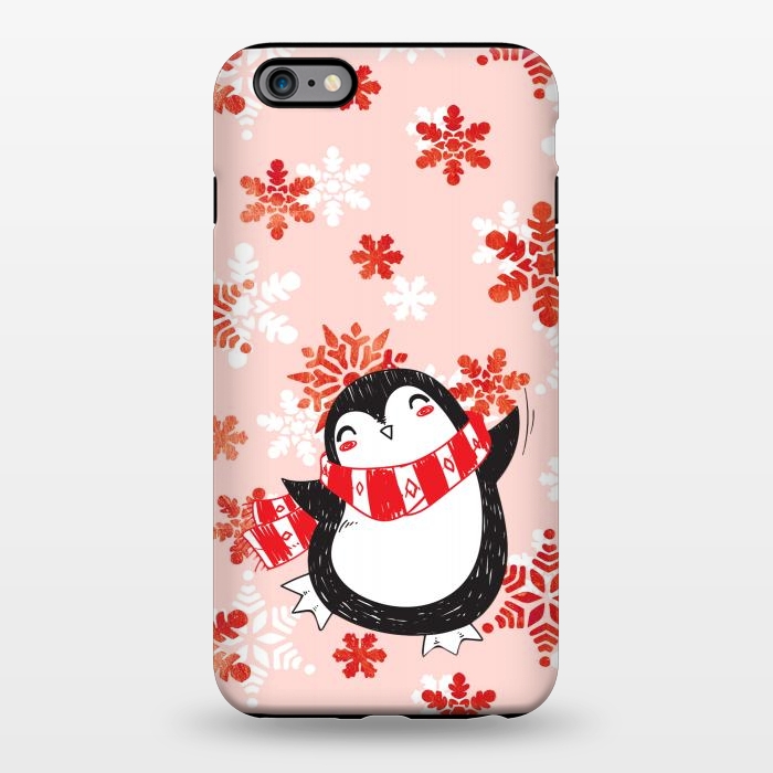 iPhone 6/6s plus StrongFit Happy penguin and metallic snowflakes - winter illustration by Oana 