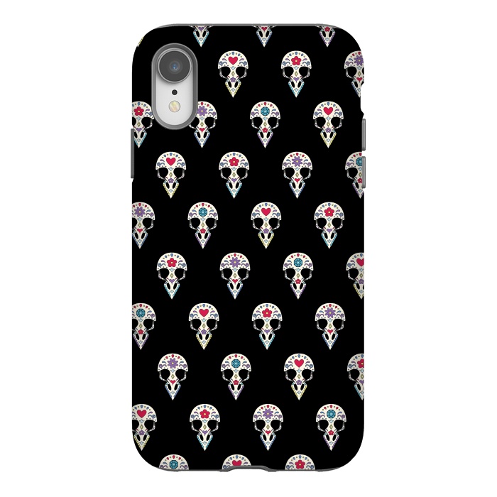 iPhone Xr StrongFit Bird sugar skull pattern by Laura Nagel