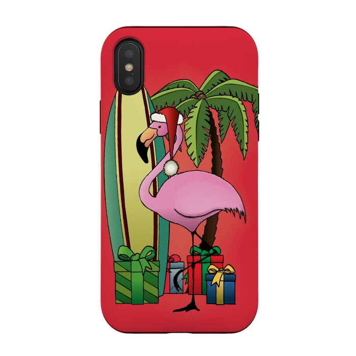 iPhone Xs / X StrongFit Xmas Flamingo by Mangulica
