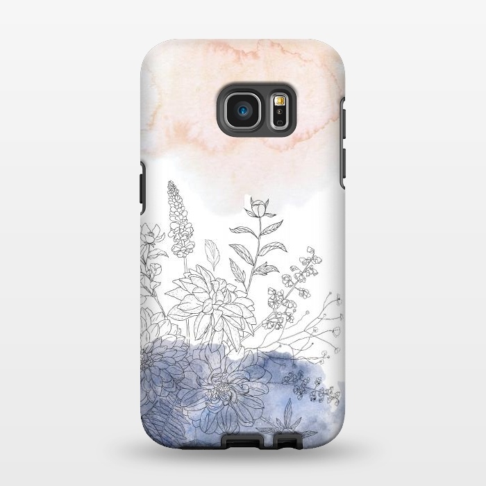 Galaxy S7 EDGE StrongFit Ink Blush Flower Meadow  by  Utart