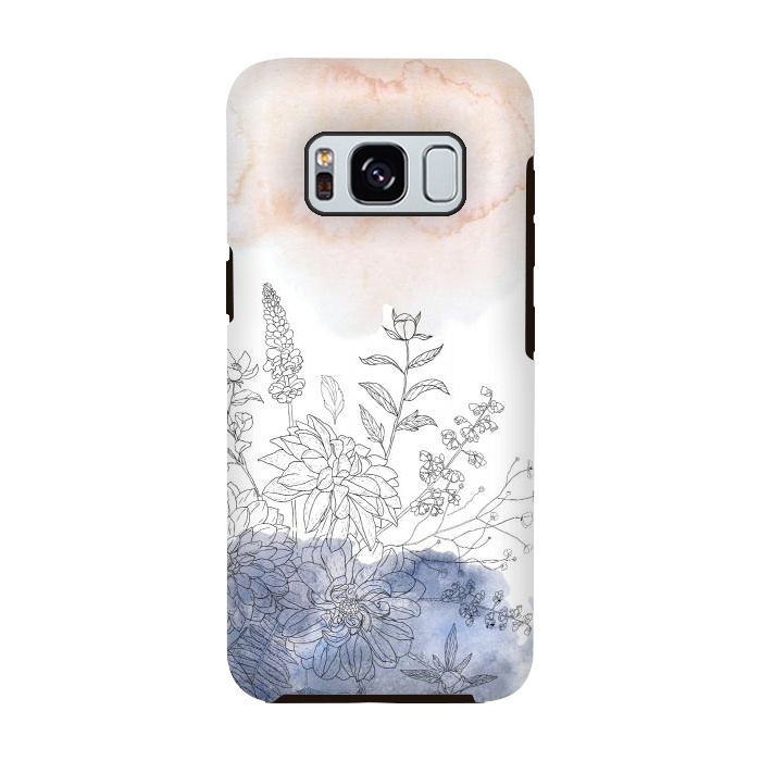 Galaxy S8 StrongFit Ink Blush Flower Meadow  by  Utart