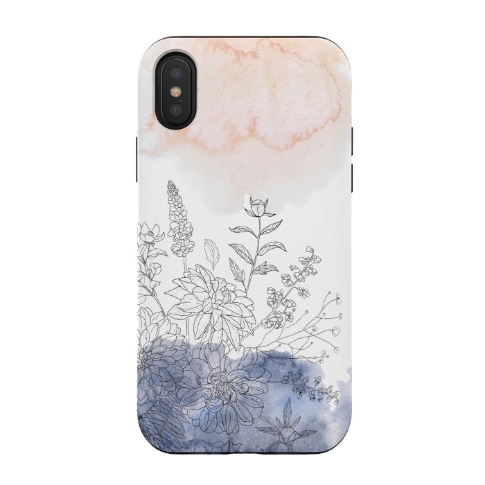 iPhone Xs / X StrongFit Ink Blush Flower Meadow  by  Utart